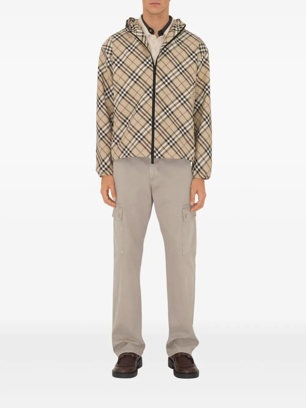 Jackets Cavalier Check Windbreaker Burberry Beige Homme