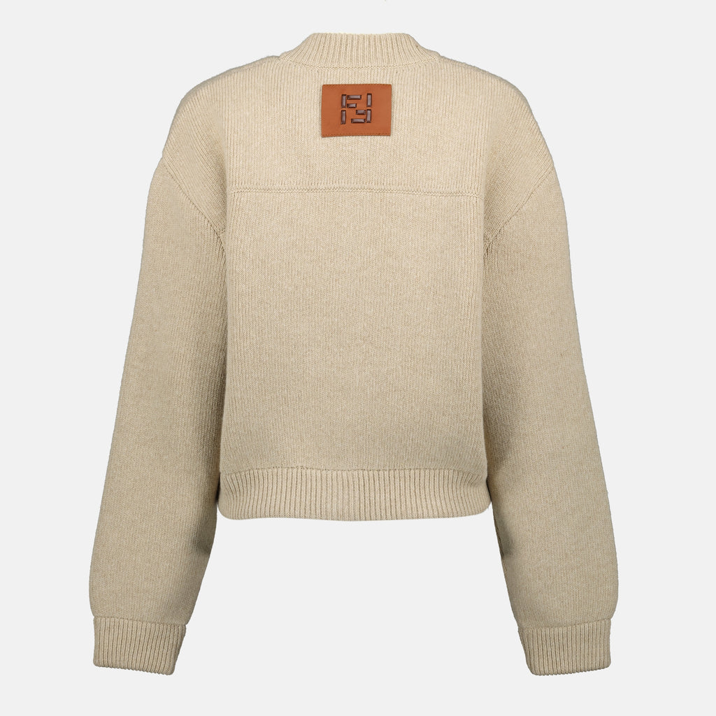 여성을 위한 펜디의 베이지색 울 가디건 이미지 - 2026 봄-여름 시즌 - 뒷보기