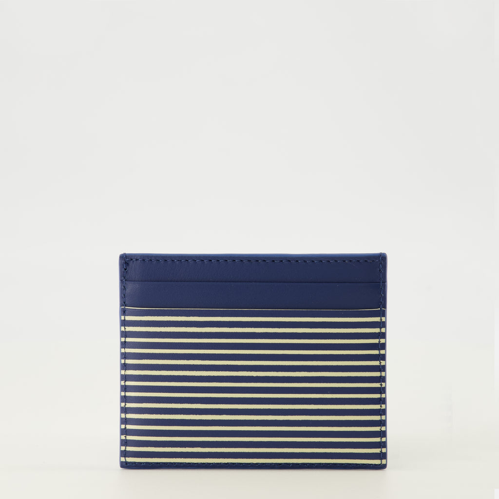Imagen del porta tarjetas Vlogo a rayas azul marino de Valentino Garavani para Hombre - Temporada Primavera-Verano 2026 - Vista Trasera