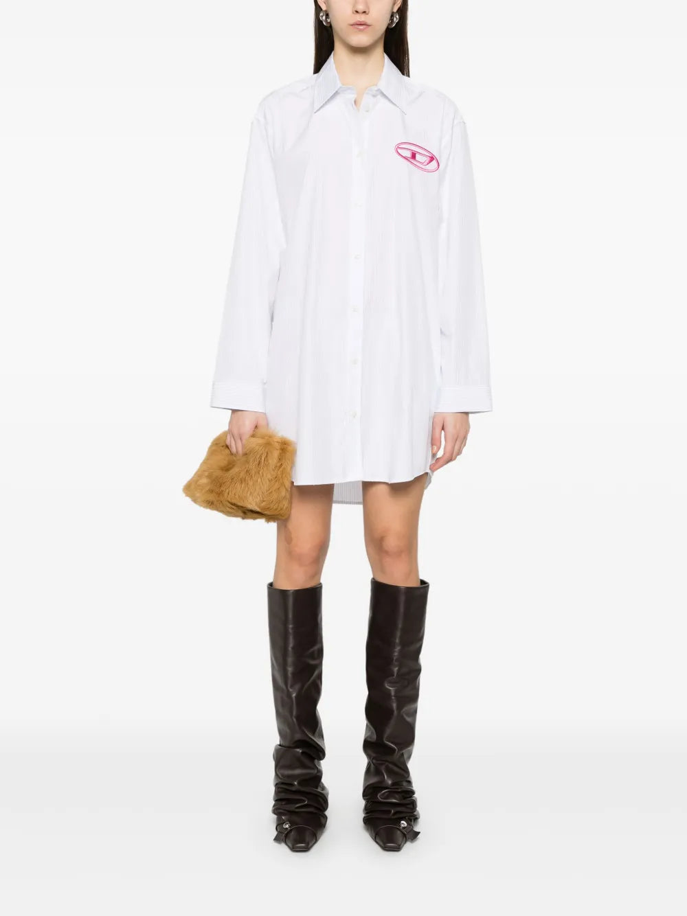 Abiti Abito Camicia D-Dalis a Strisce Diesel Blu Femme