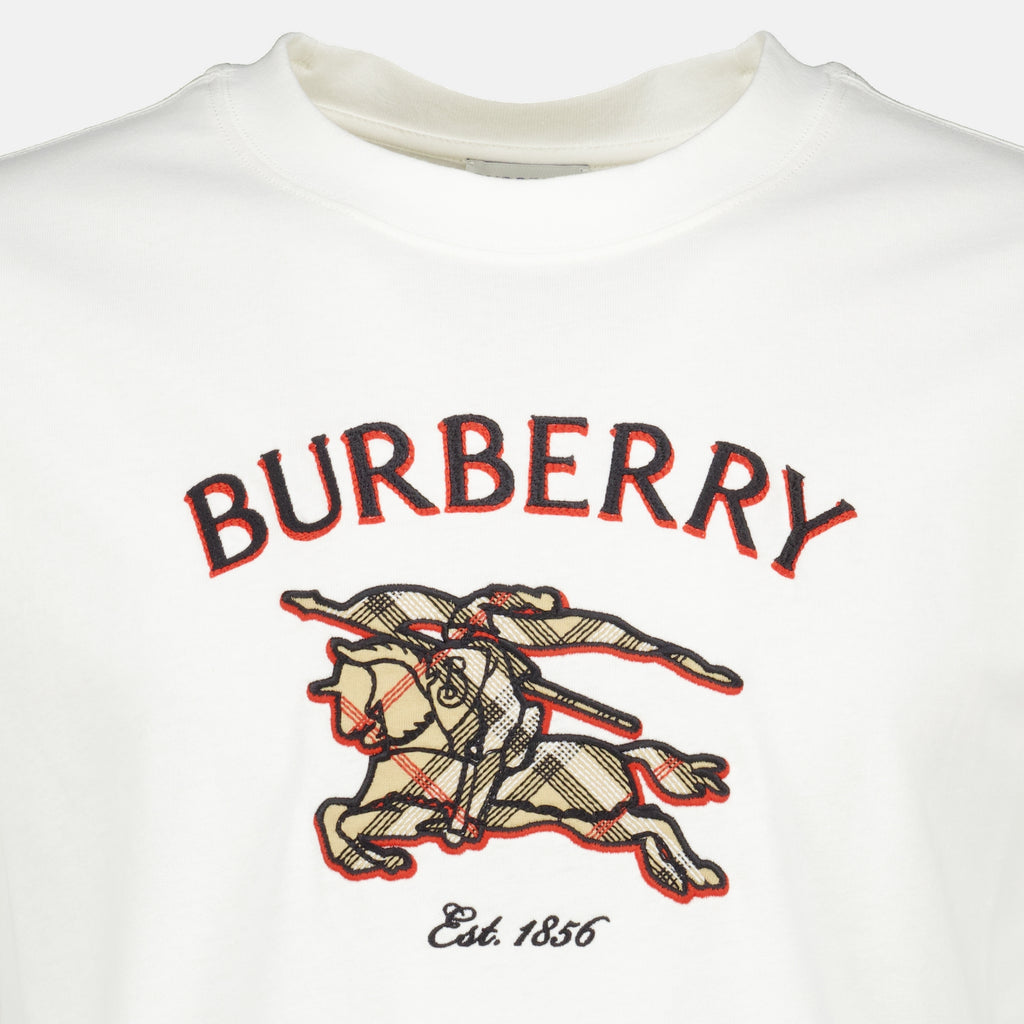 T-shirts Knight Check Weißes T-Shirt Burberry Blanc Homme