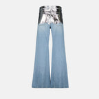 Hosen Baggy Denim Jeans Rabanne Silber Femme