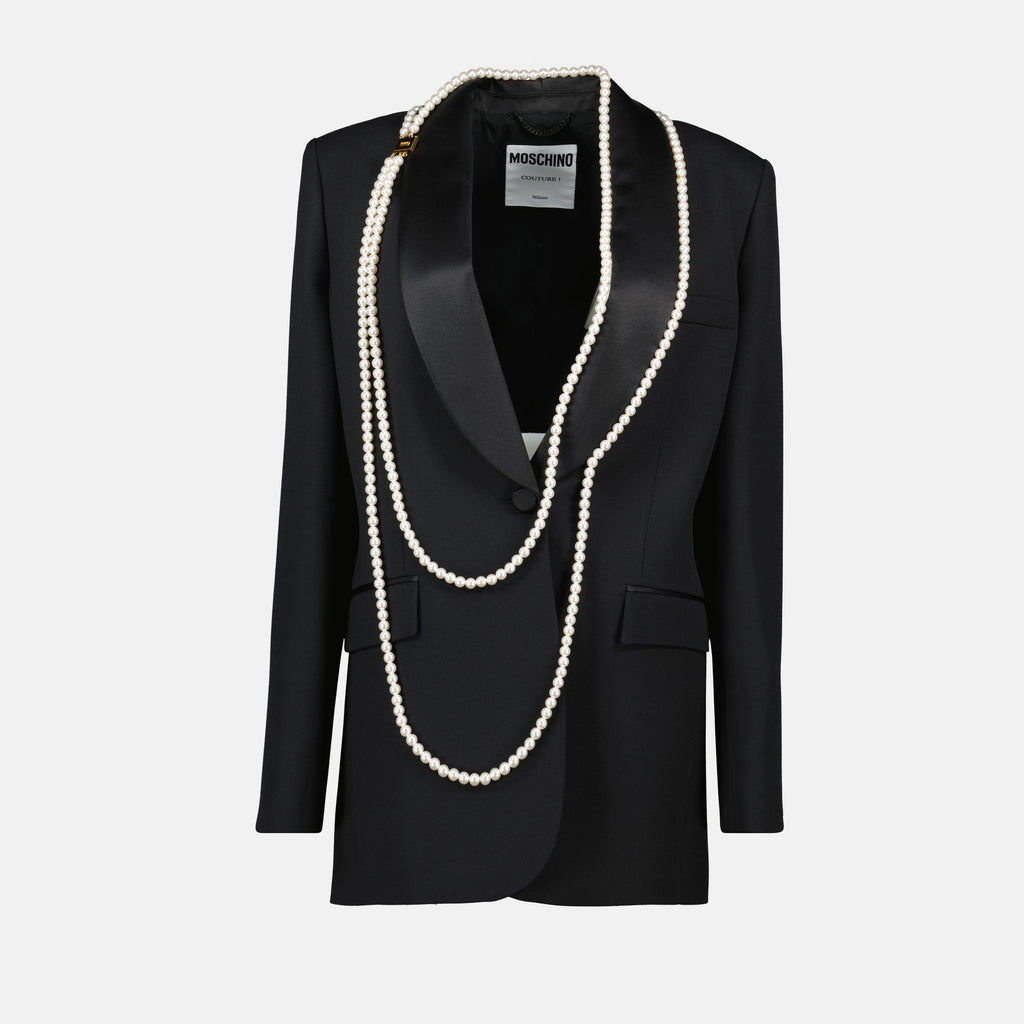 Vestes Veste blazer avec perles Moschino Noir Femme
