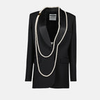 Jaquetas Blazer com Pérolas Moschino Preto Mulheres