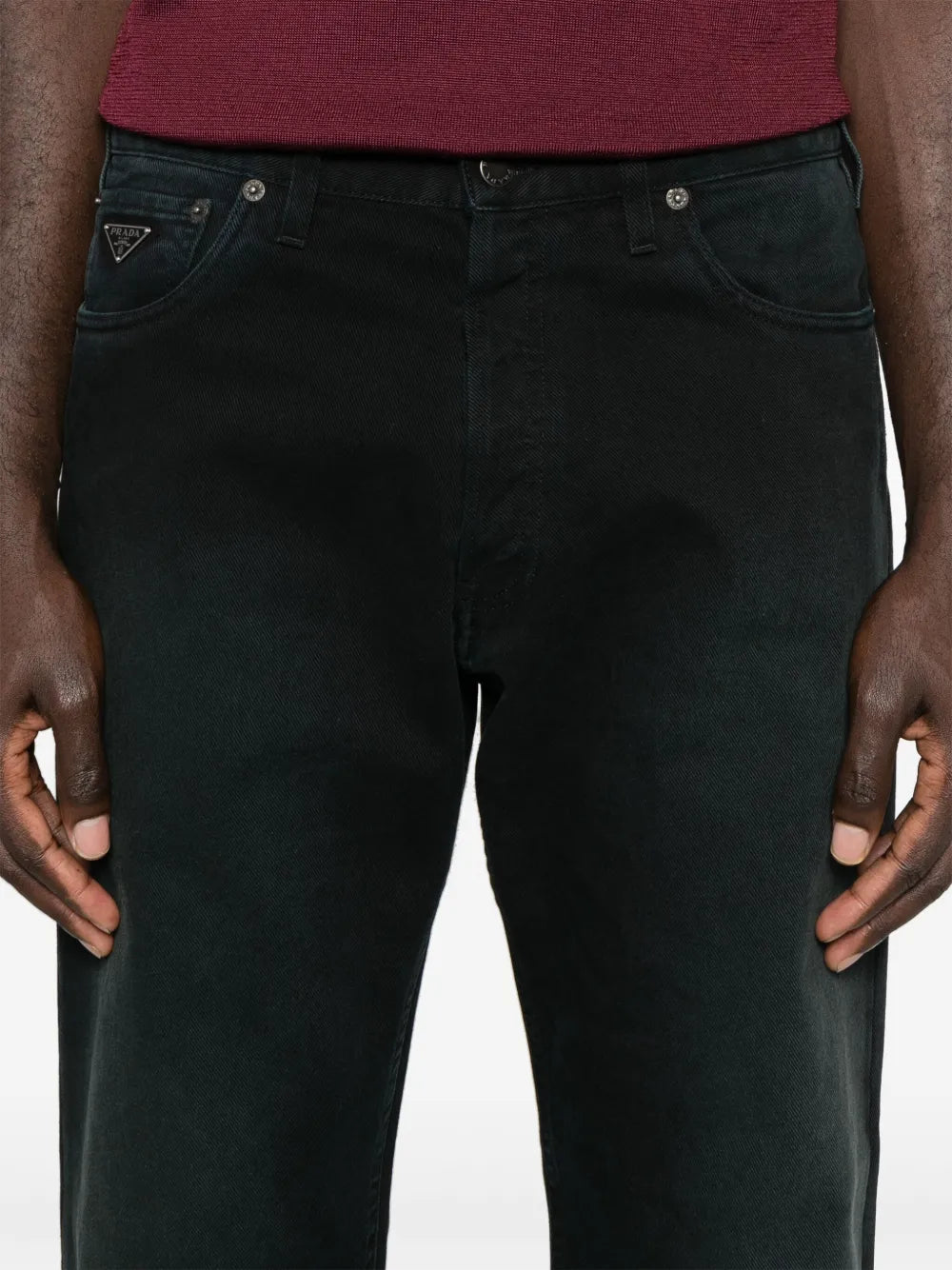 Pantaloni Jeans Neri Sbiaditi Prada Nero Homme