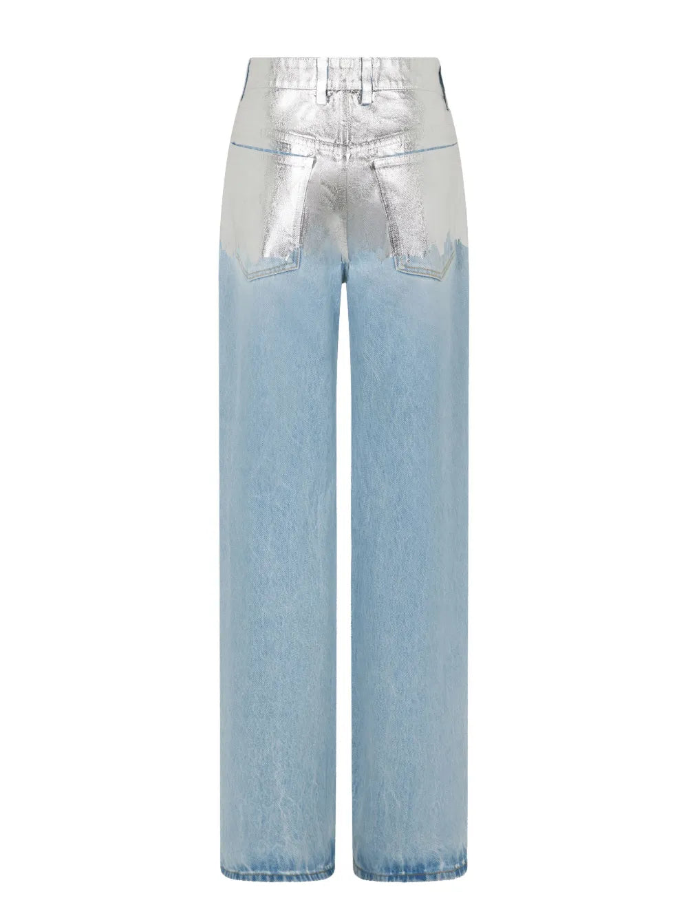 Pantaloni Jeans Baggy in Denim Rabanne Argento Femme