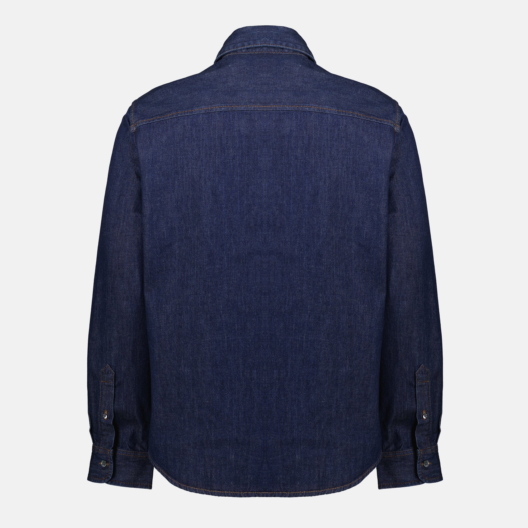 Image of the AMI heart denim shirt in blue from the brand Ami PARIS for Unisex - Spring-Summer 2026 - Back View