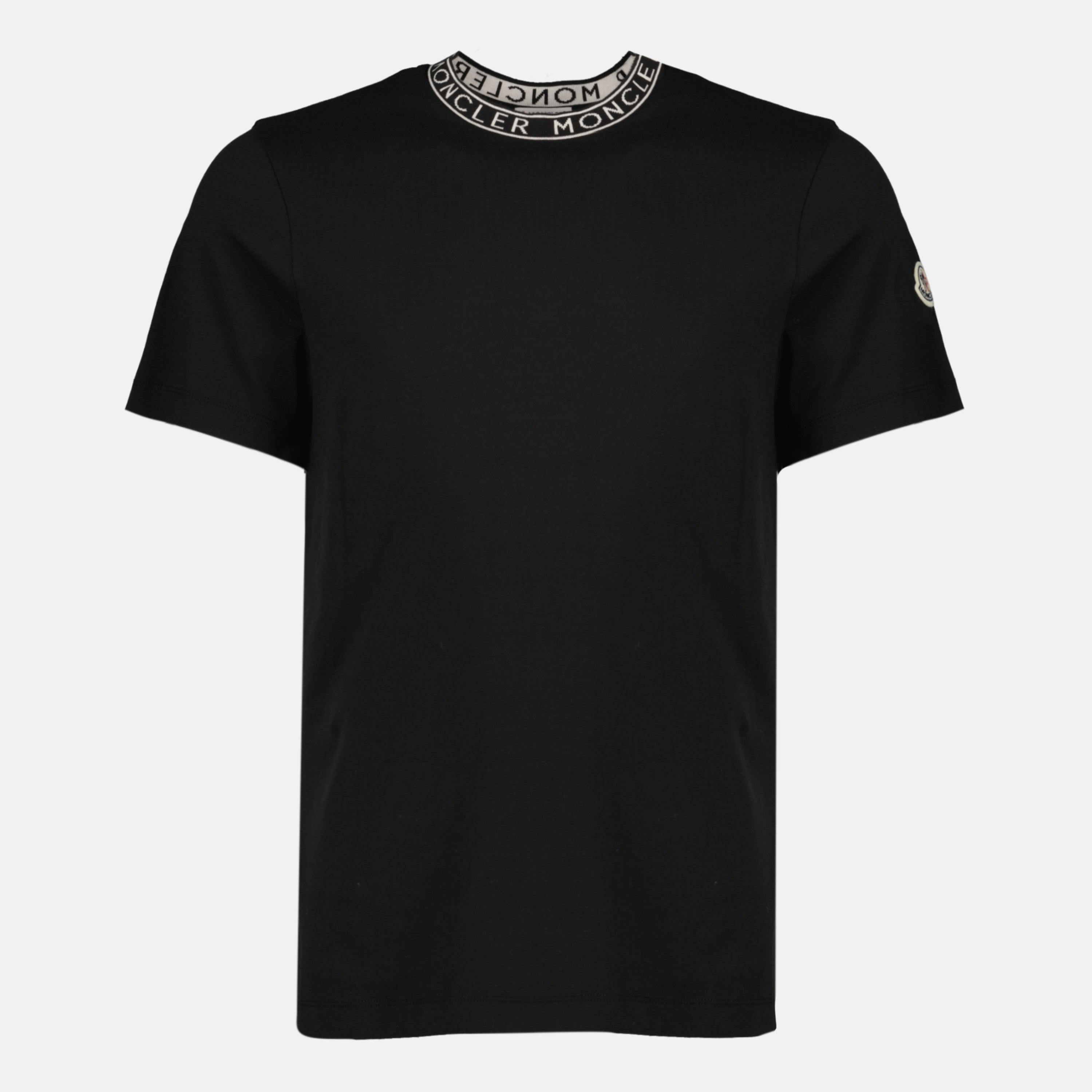 Image of the Moncler brand black logo t-shirt for men - Spring-Summer 2026 - Front view