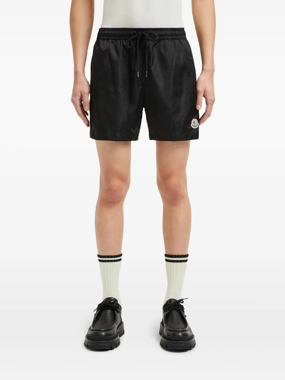 Image of Moncler brand logo swim shorts for men - Spring-Summer 2025 season - Detailed view_1