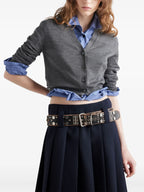 Maille Cardigan en laine Prada Gris Femme