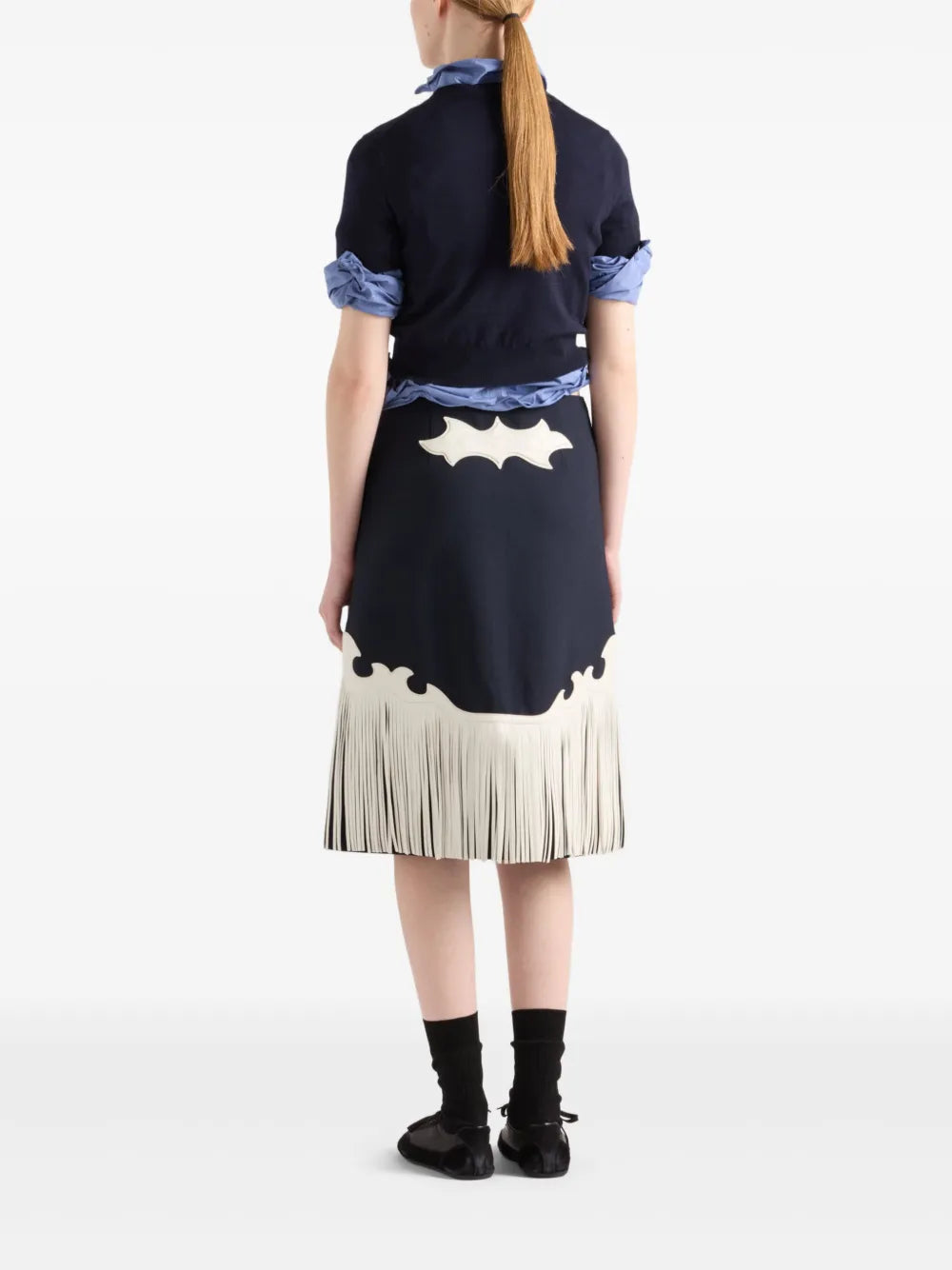 니트웨어 반팔 스웨터 Prada 진한 파란색 Femme