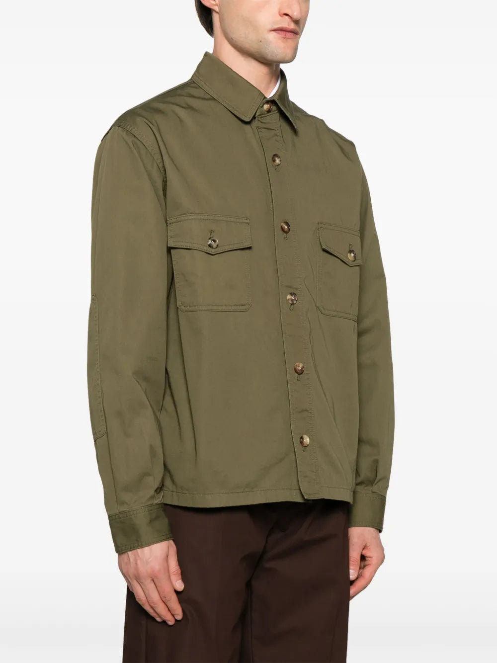 Shirts Cotton Overshirt Saint Laurent Khaki Homme