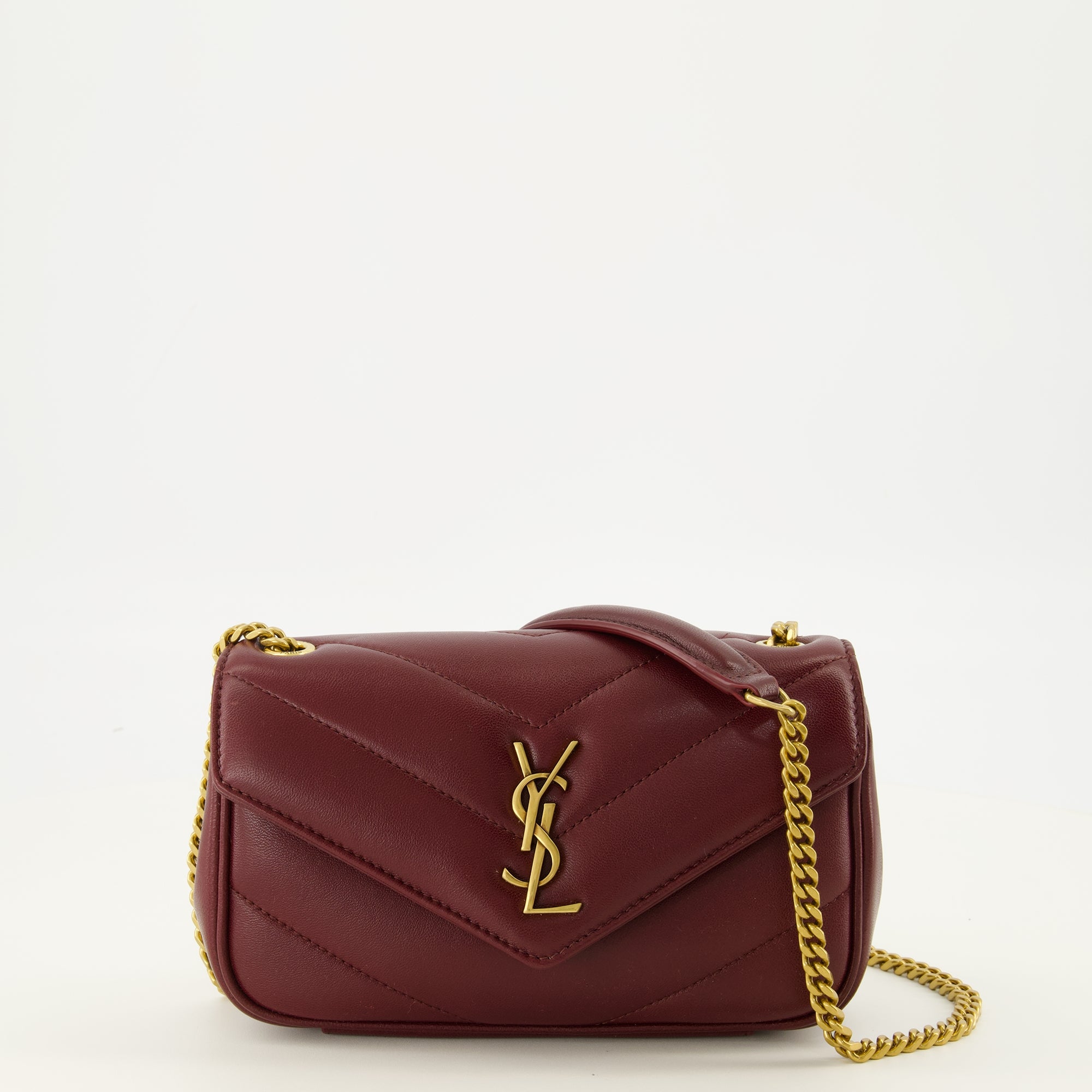 Sacs bandoulière Bolso Loulou mini en cuero burdeos Saint Laurent Bordeaux Femme