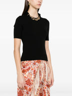 T-shirts Wool Sweater with Link Chain Rabanne Black Femme