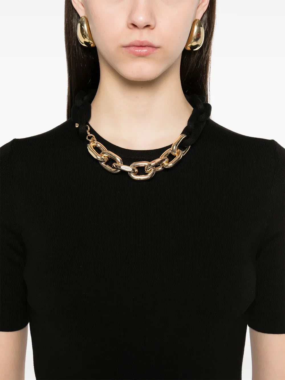 T-shirts Wool Sweater with Link Chain Rabanne Black Femme