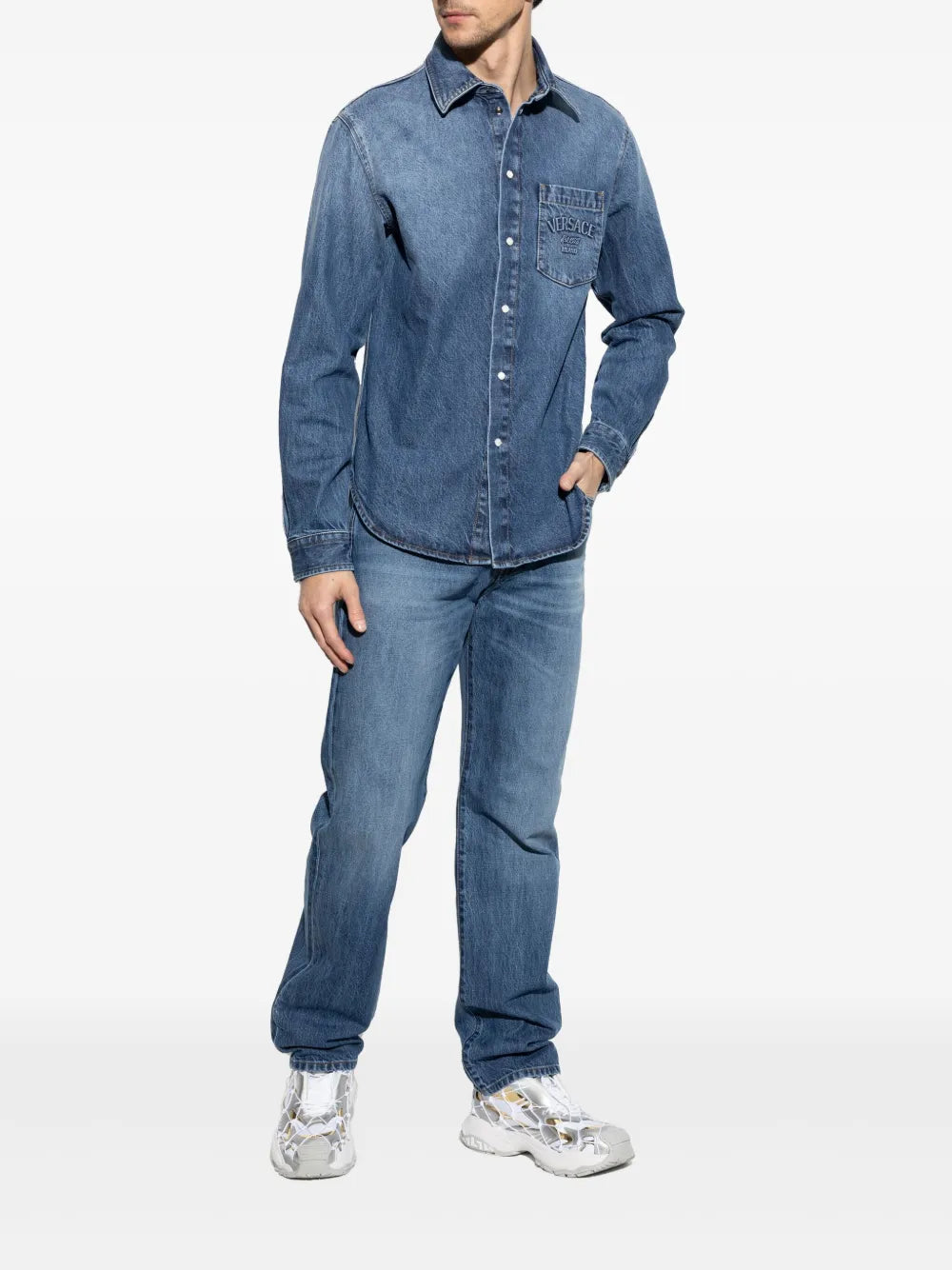 Pantaloni Jeans Dritti Versace Blu Homme