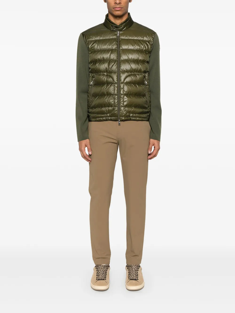 재킷 투톤 퀼팅 재킷 Moncler 카키색 옷감 Homme