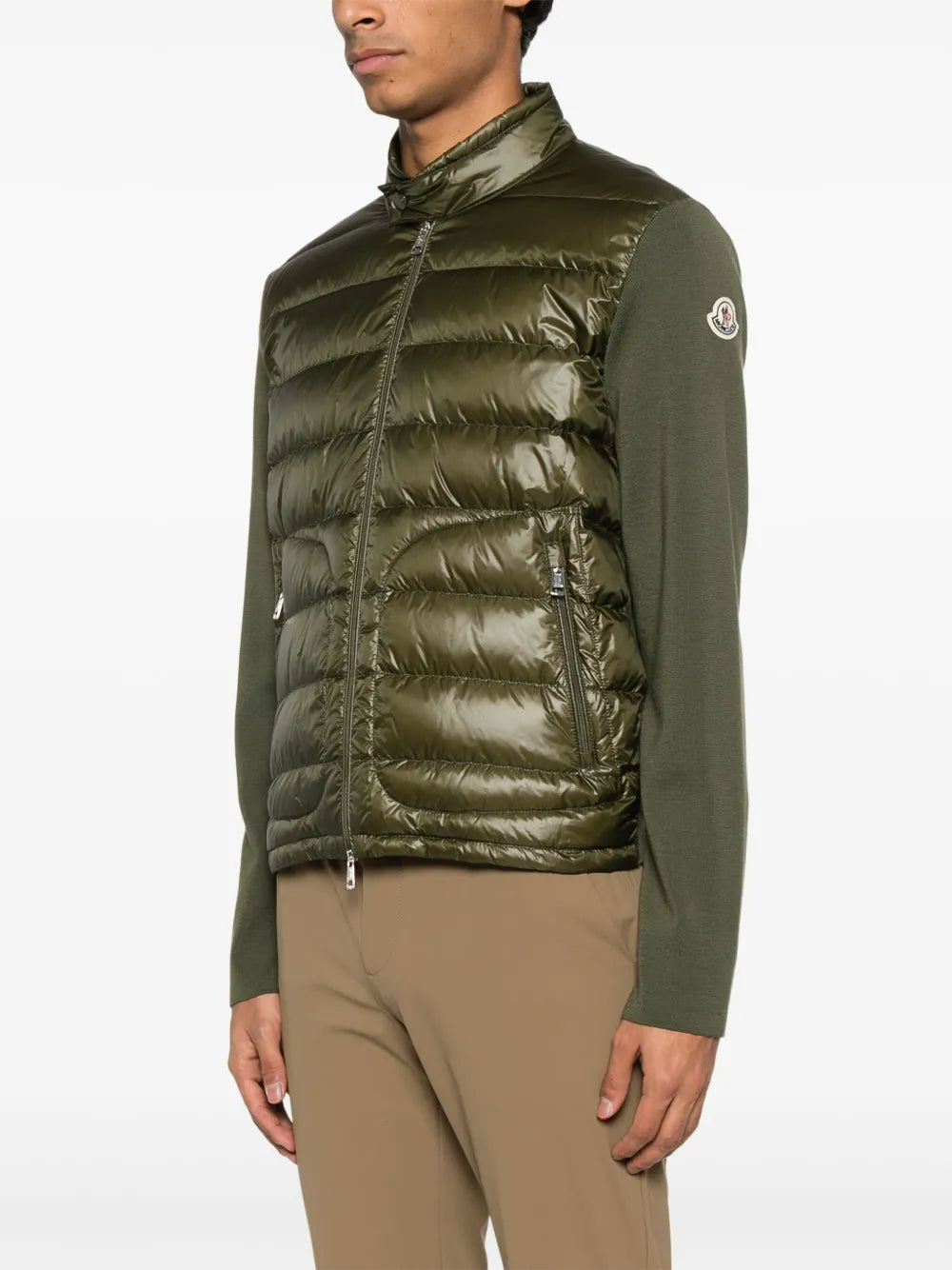 재킷 투톤 퀼팅 재킷 Moncler 카키색 옷감 Homme