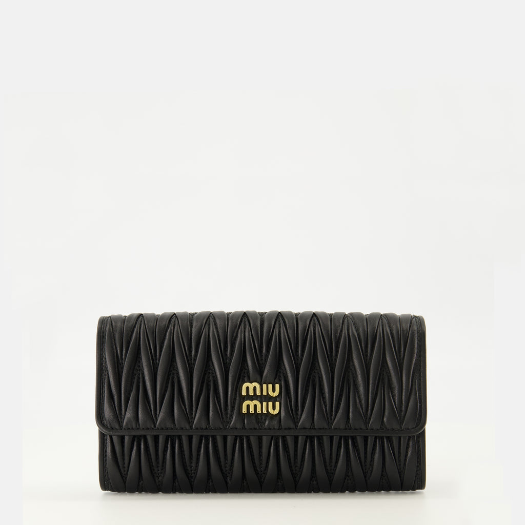 Image de l'article Portfeuilles à bandoulière noir de la marque Miu Miu pour Femme - Saison Printemps-Été 2026 - Vue de Face