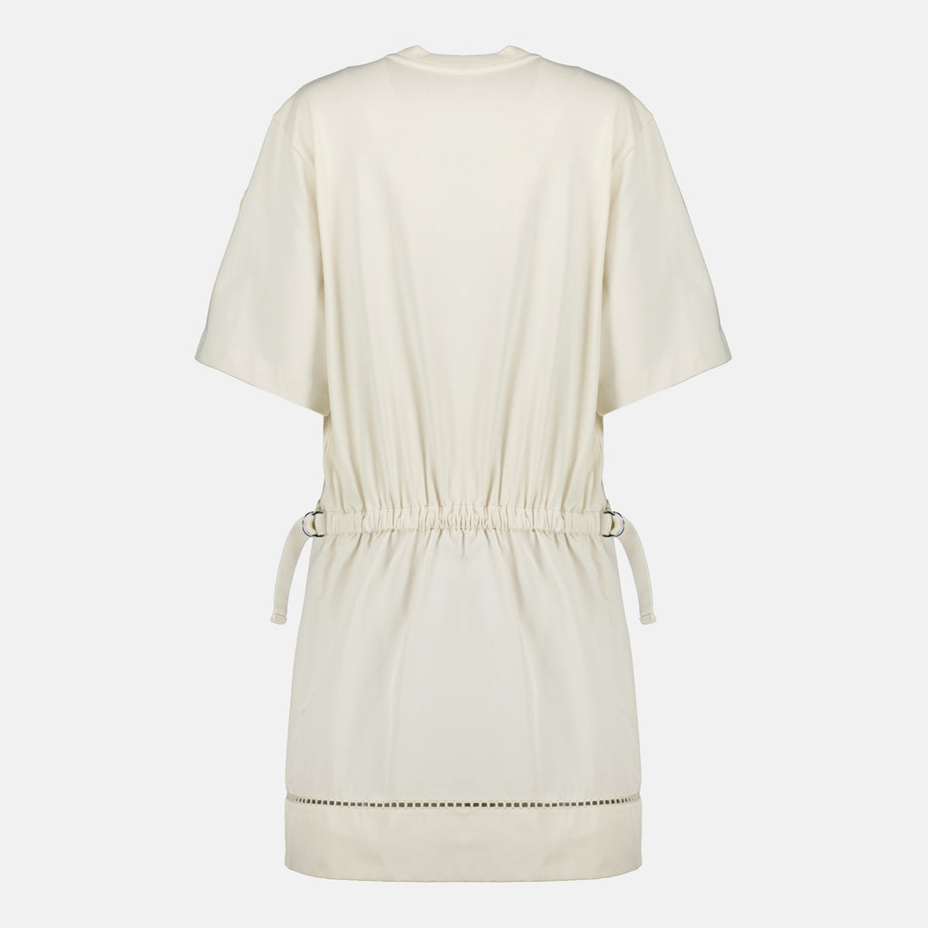 Image of the beige cotton dress by Moncler for Women - Spring-Summer 2026 - Back View