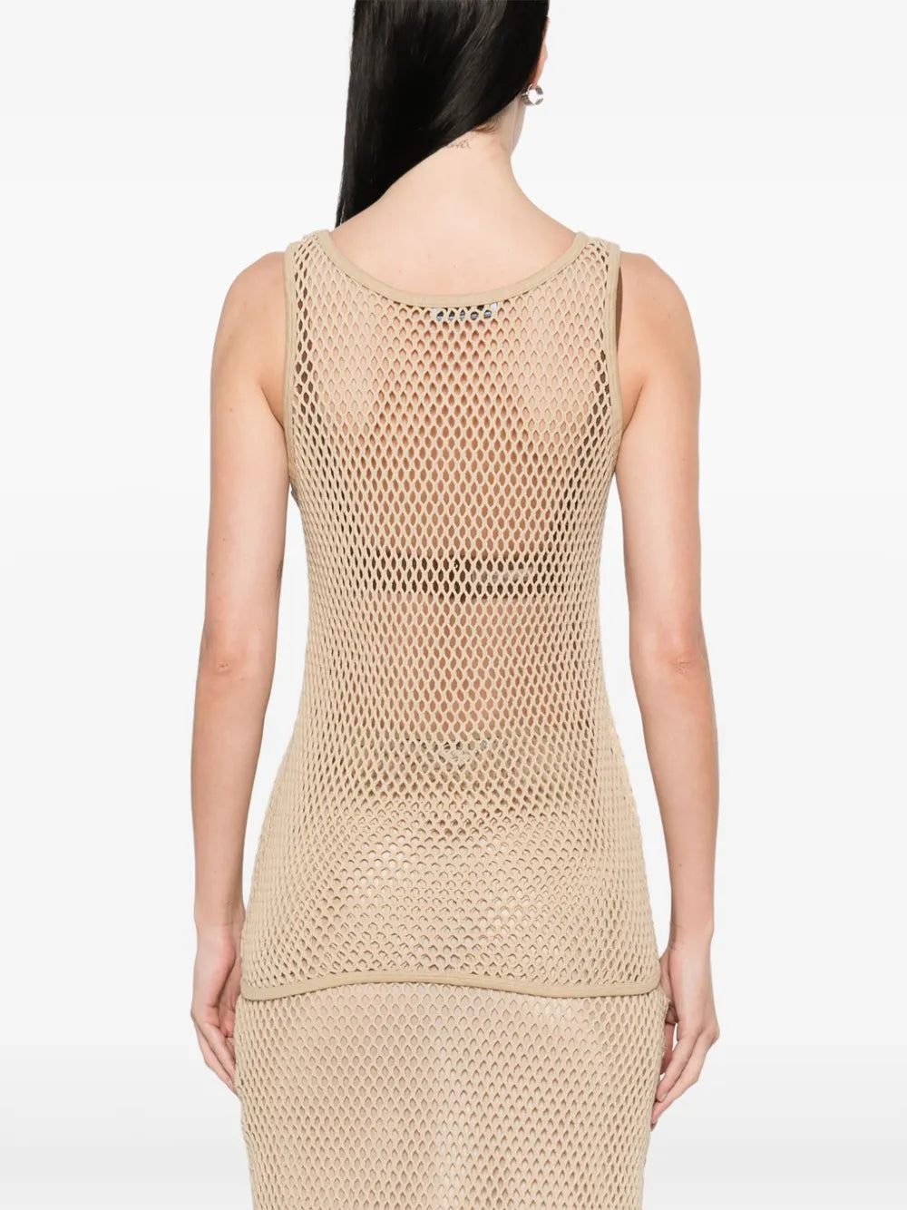 Tops Cotton Mesh Tank Top Prada Beige Femme