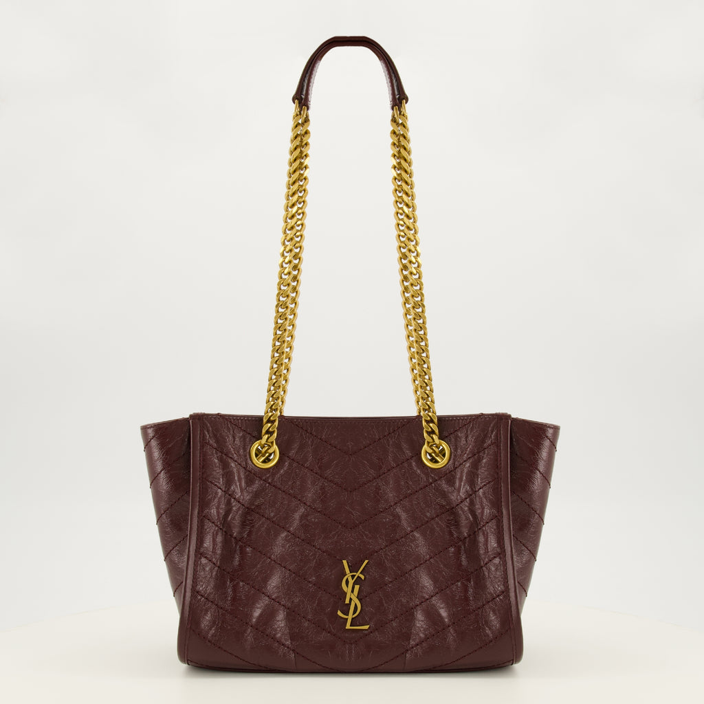 Sacs à main et épaule 부르군디 가죽의 니키 쇼핑 스몰 백 Saint Laurent Bordeaux Femme