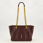 Sacs à main et épaule Niki Shopping kleine Tasche aus burgunderfarbenem Leder Saint Laurent Bordeaux Femme