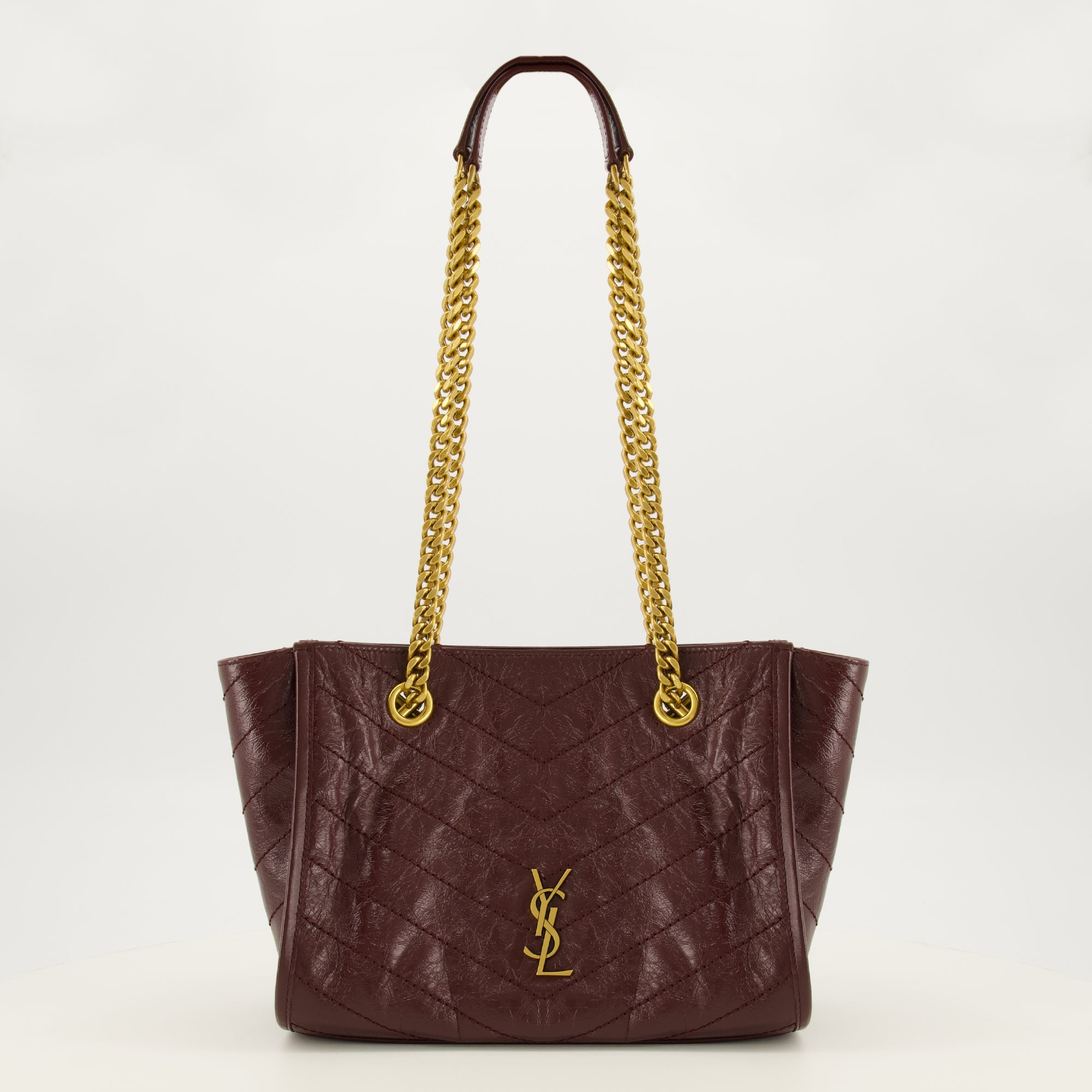 Sacs à main et épaule 부르군디 가죽의 니키 쇼핑 스몰 백 Saint Laurent Bordeaux Femme