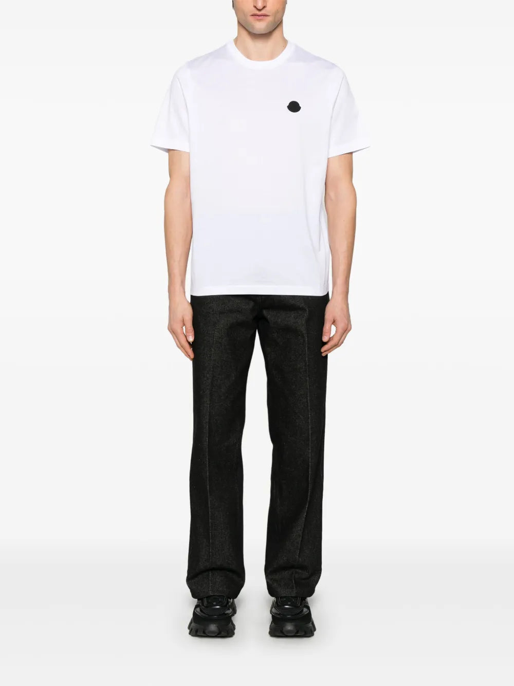 T-shirts T-shirt à logo vertcal Moncler Blanc Homme