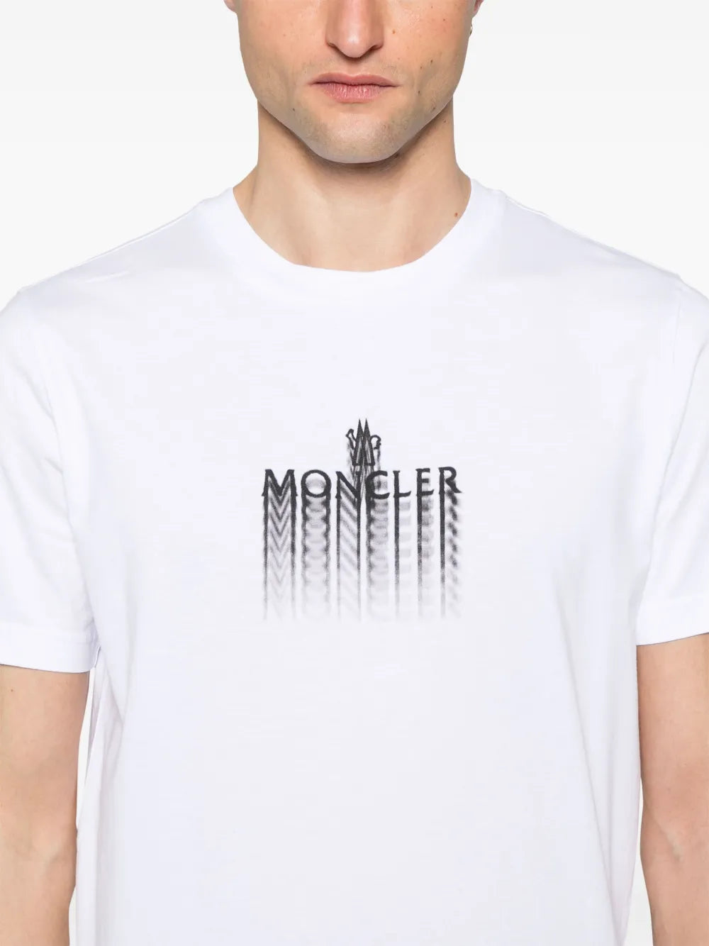 T-shirt T-shirt con logo sbiadito Moncler Bianco Homme