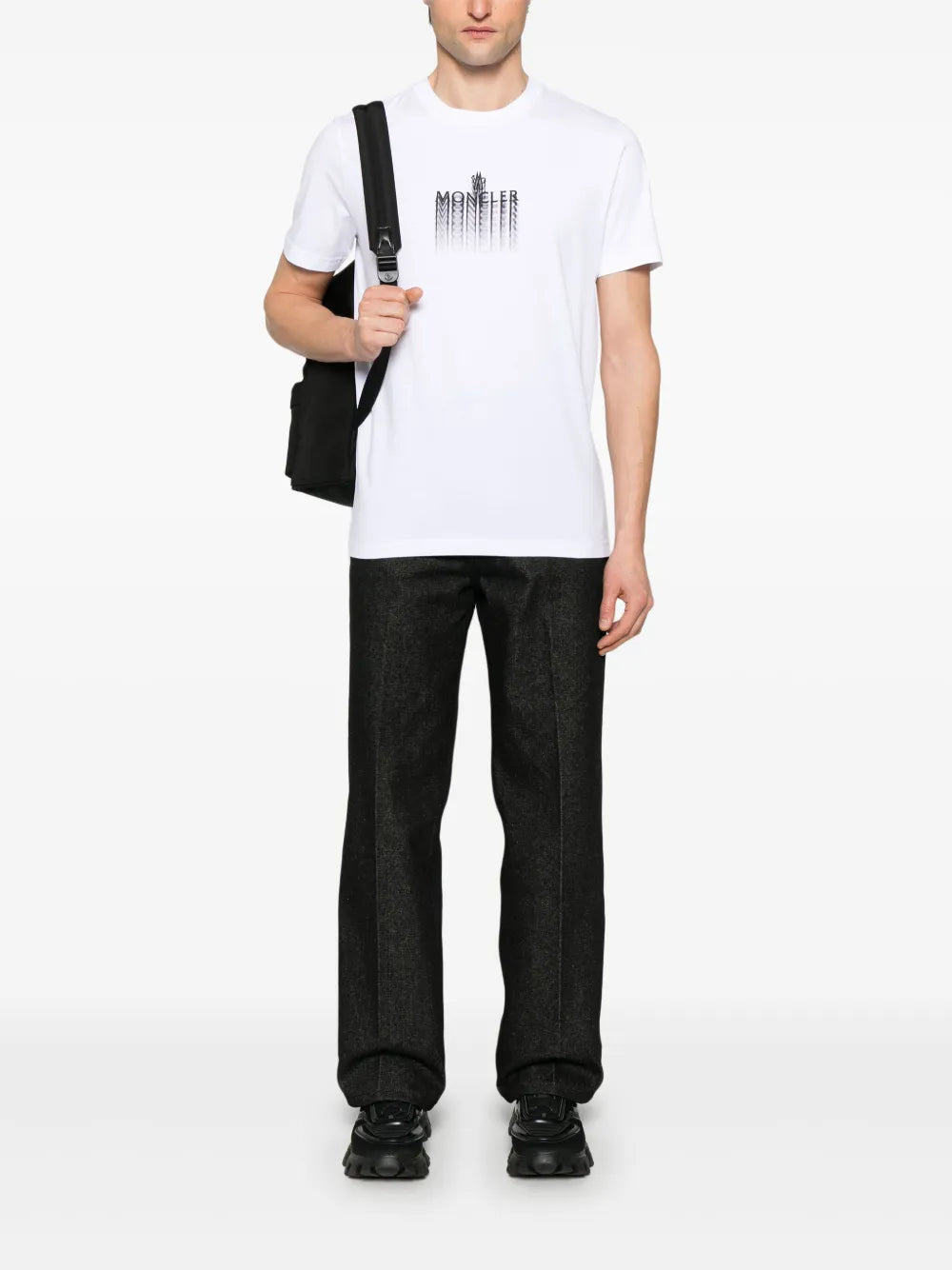 T-shirt T-shirt con logo sbiadito Moncler Bianco Homme