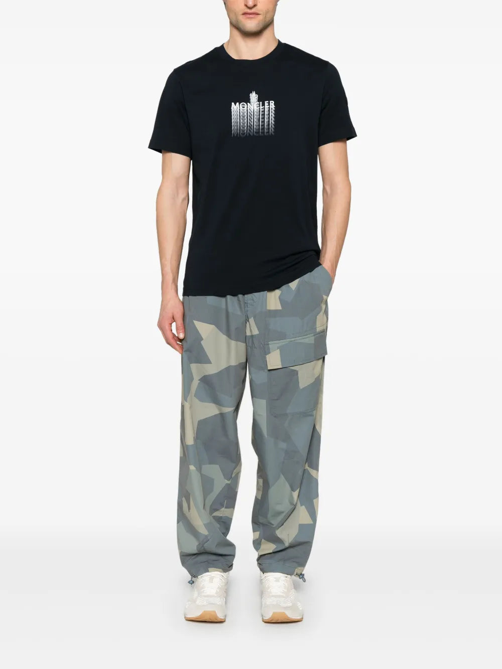 T-shirt T-shirt con Logo Sbiadito Moncler Blu scuro Homme