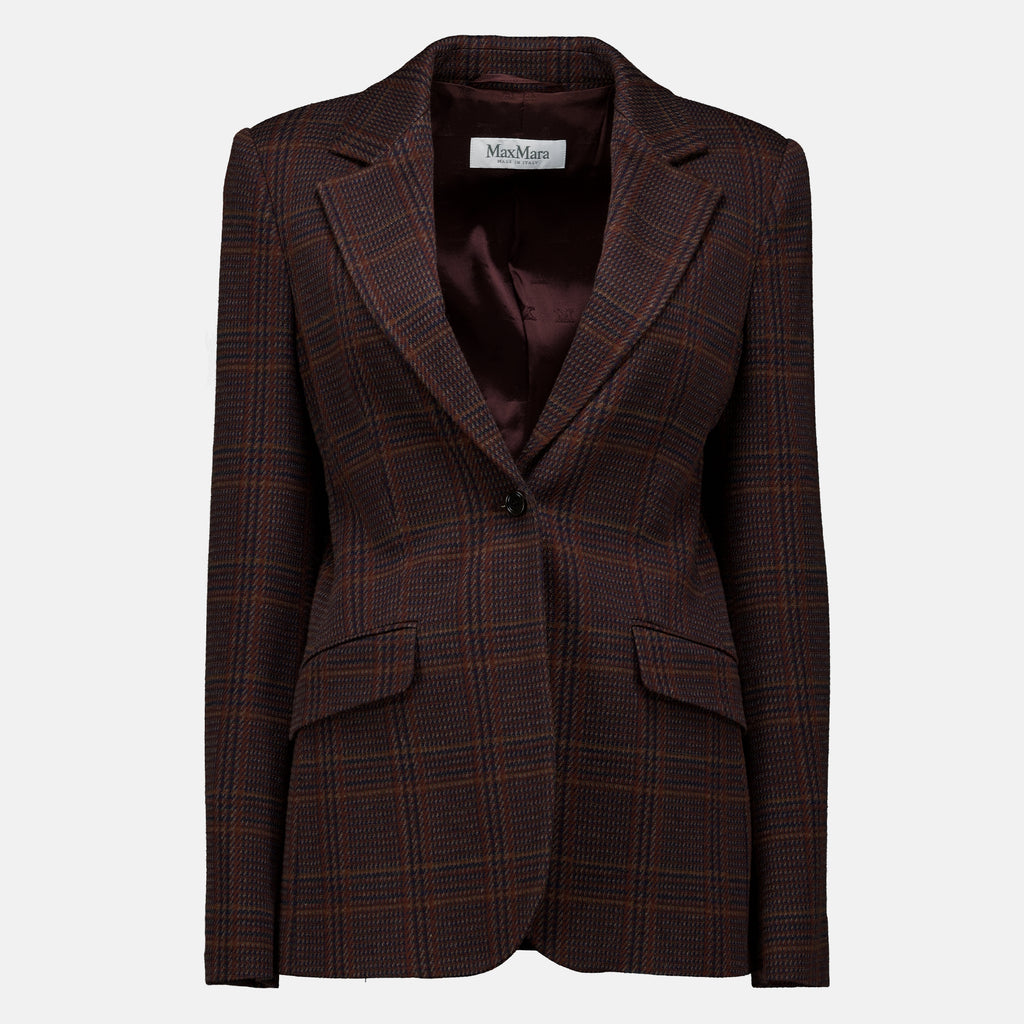 Vestes Blazer à carreaux en laine Max Mara Marron Femme