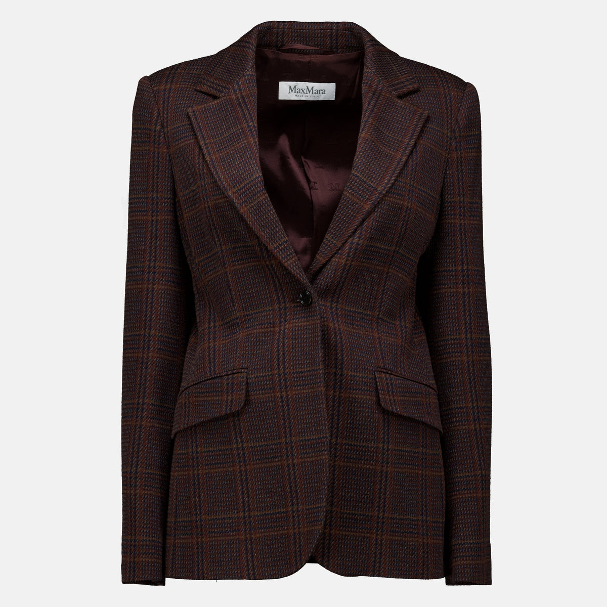 Vestes Blazer à carreaux en laine Max Mara Marron Femme
