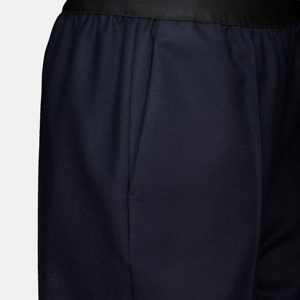 Pantalons 스트레이트 네이비 울 바지 Mm6 Bleu foncé Femme