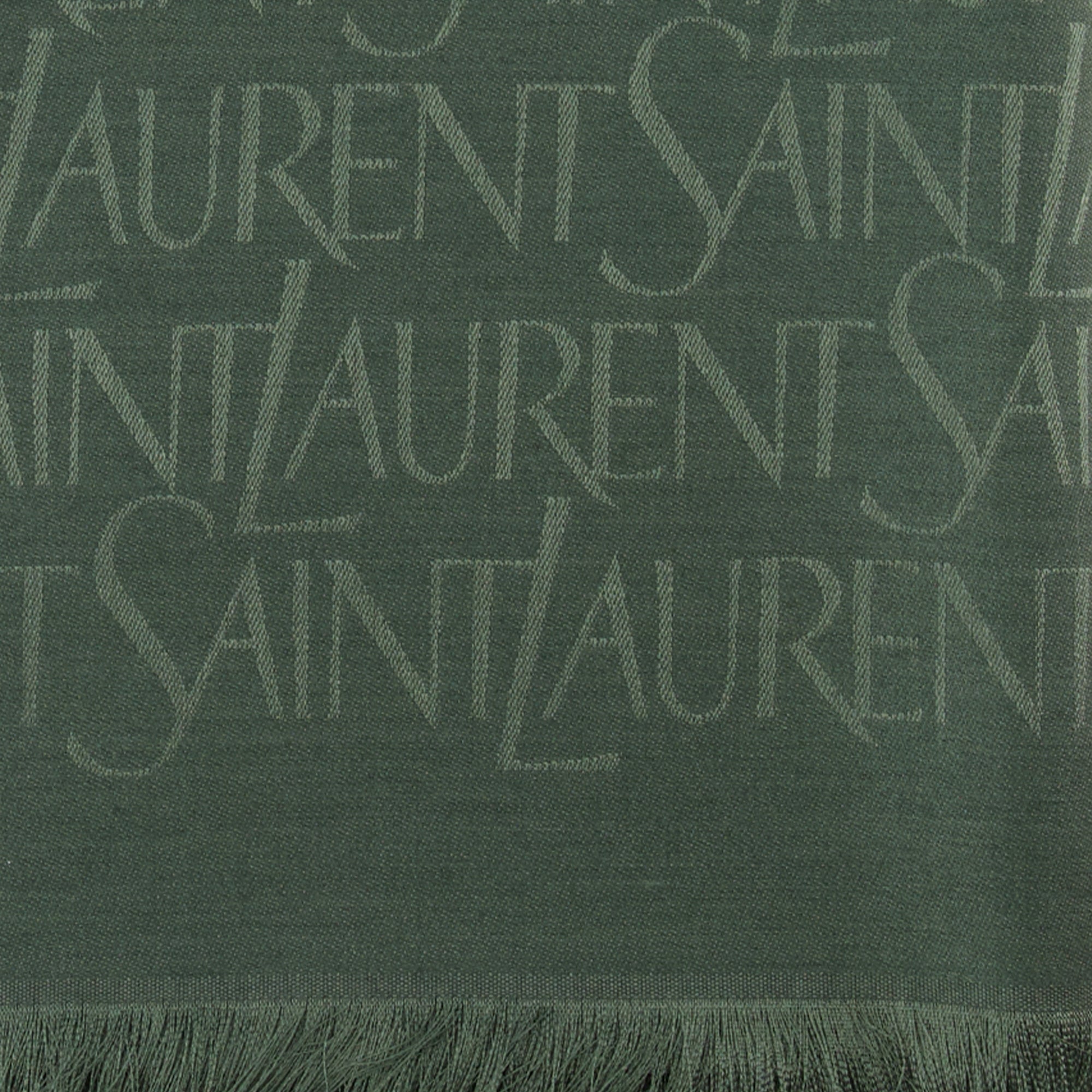 Écharpes, foulards et gants 양모와 실크로 제작된 초록색 프린트 숄 Saint Laurent Vert Homme