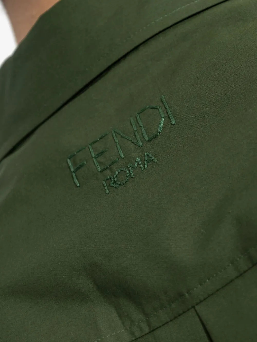 Chemises Camisa de Algodão Fendi Kaki Homme