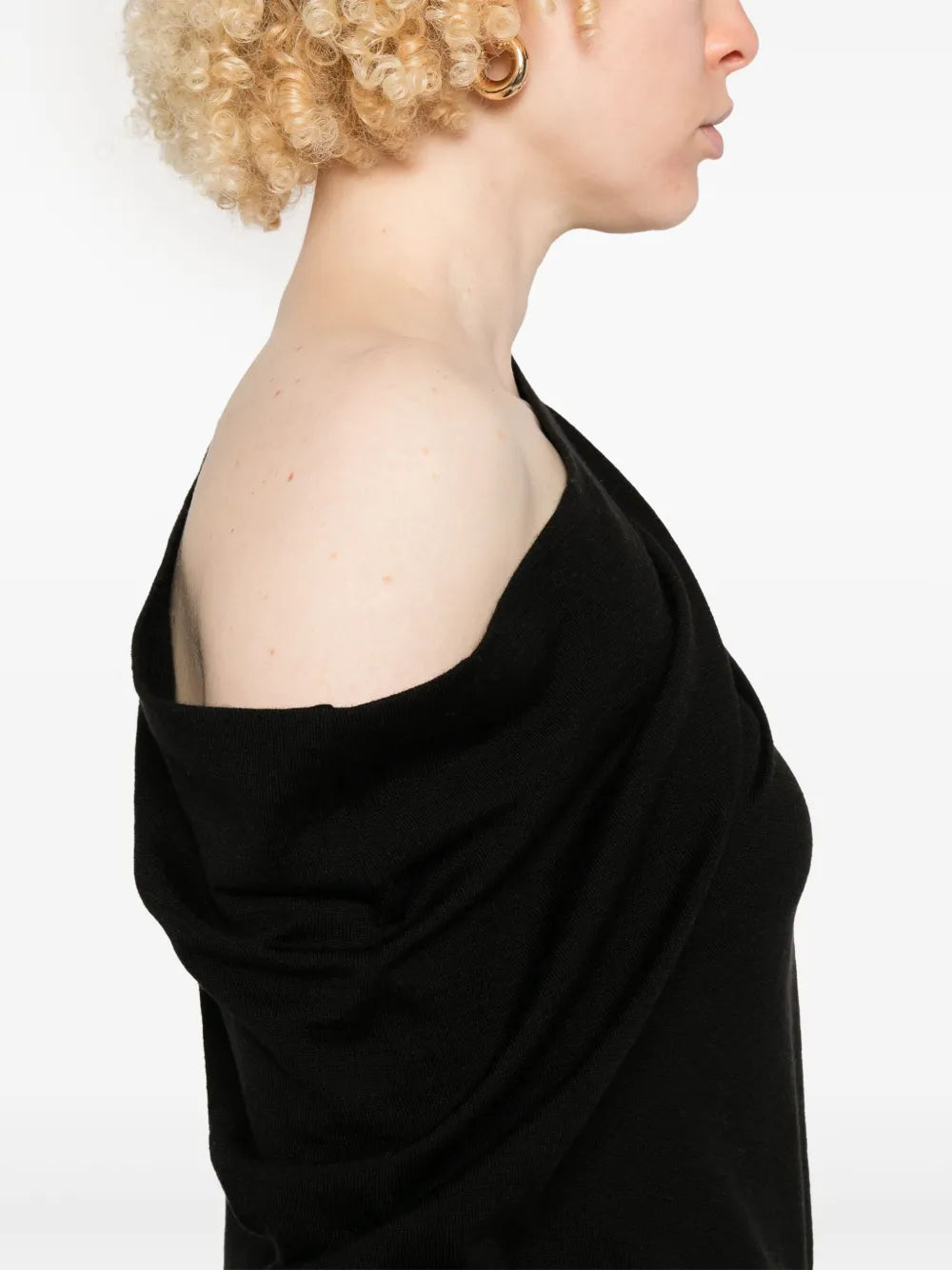 Maglieria Maglione in Lana con Collo Draped Moschino Nero Femme