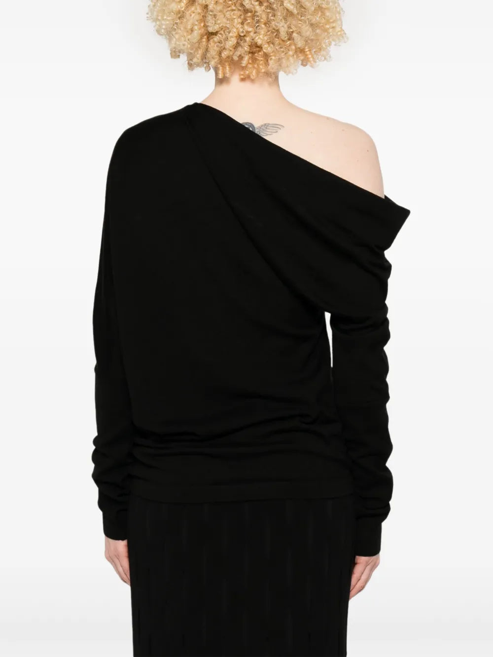 Maglieria Maglione in Lana con Collo Draped Moschino Nero Femme