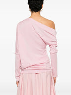 Maglieria Maglione in Lana con Collo Drappeggiato Moschino Rosa Femme