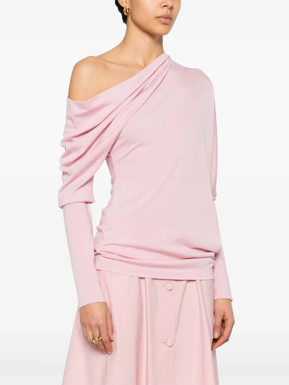 Knitwear Draped Collar Wool Sweater Moschino Pink Femme