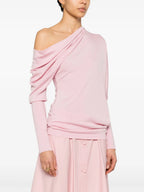 Maglieria Maglione in Lana con Collo Drappeggiato Moschino Rosa Femme
