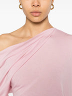 Maglieria Maglione in Lana con Collo Drappeggiato Moschino Rosa Femme