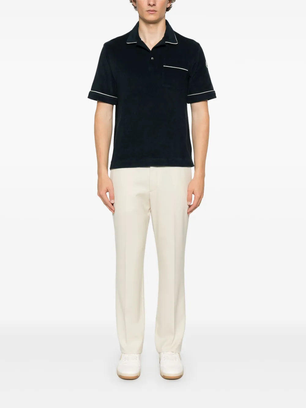 Polo shirts Terry Cotton Polo Moncler Dark blue Homme