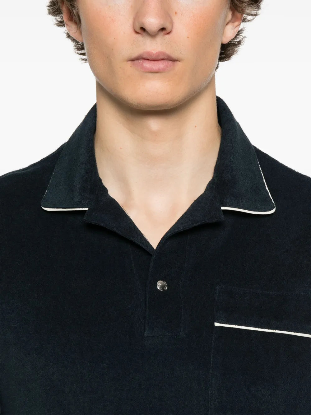 Polo shirts Terry Cotton Polo Moncler Dark blue Homme