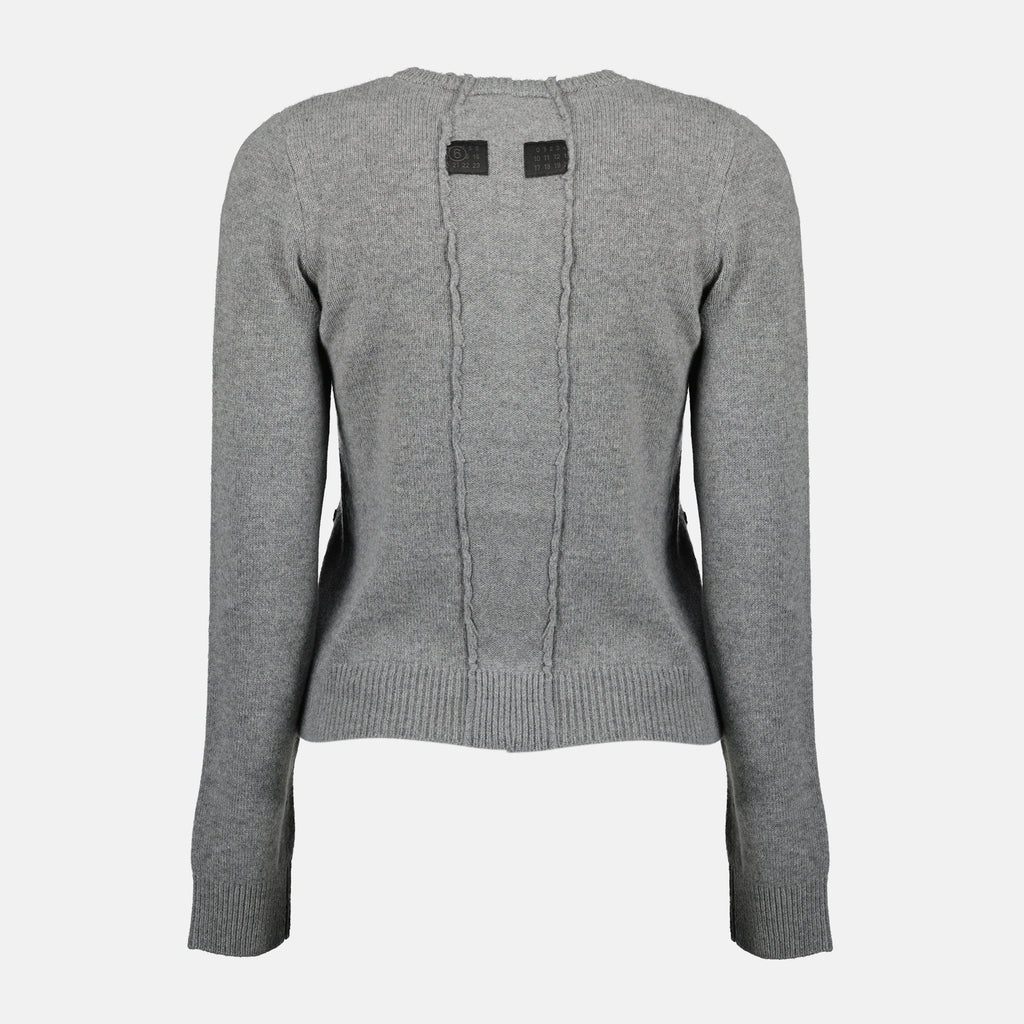 Image de l'article Cardigan gris de la marque Mm6 pour Femme - Saison Automne-Hiver 2025 - Vue de Dos