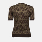 T-shirt Pullover in Cotone FF Fendi Marrone Femme