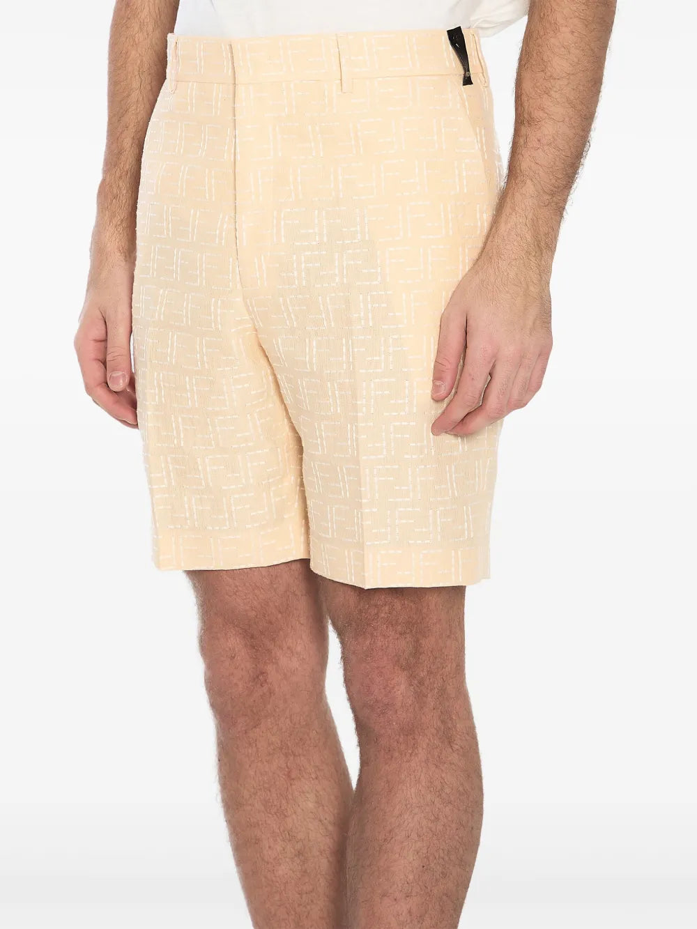 Shorts Calções de Linho Fendi Amarelo Homme
