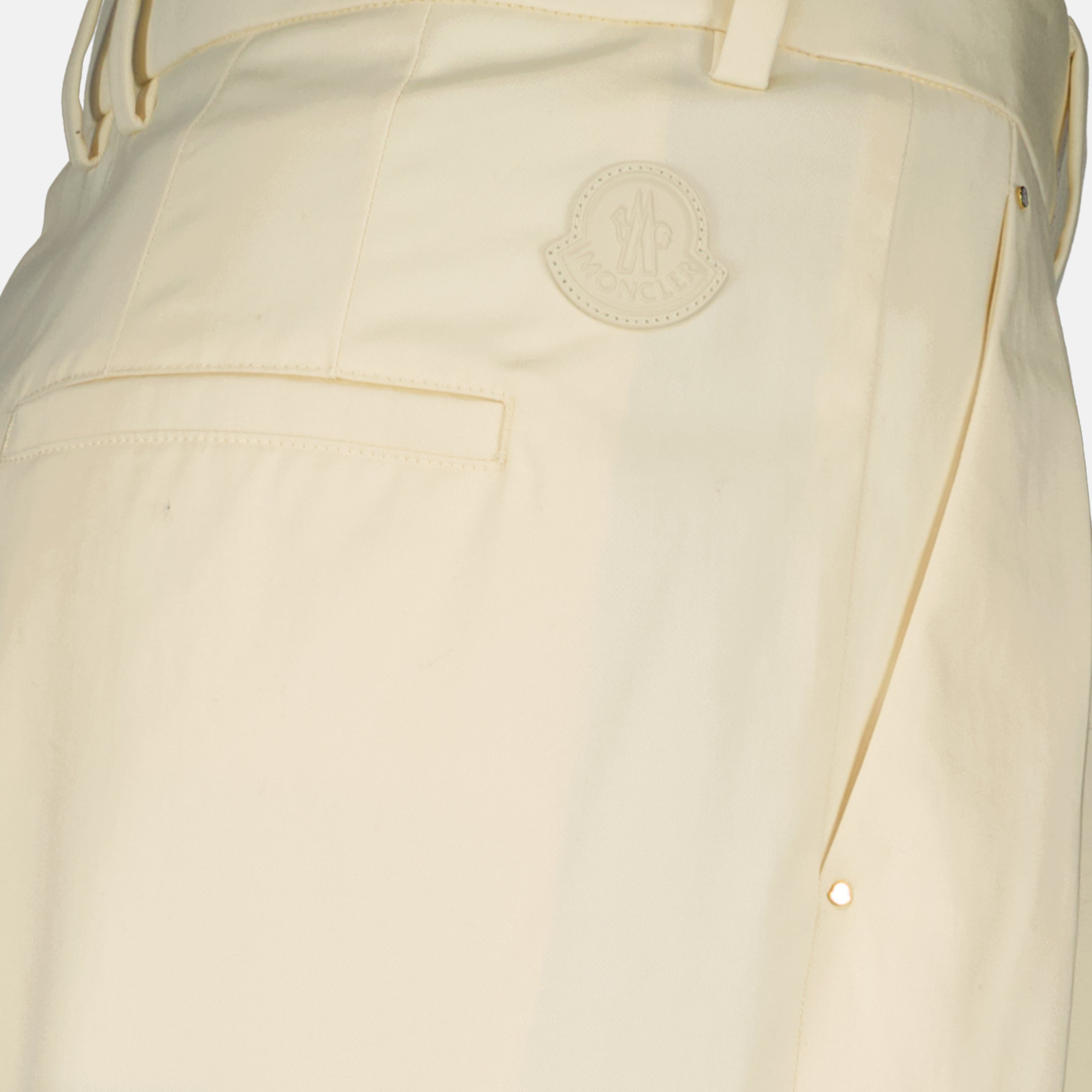 Pantalons Pantalon lare en gabardine de coton blanc Moncler Blanc Femme