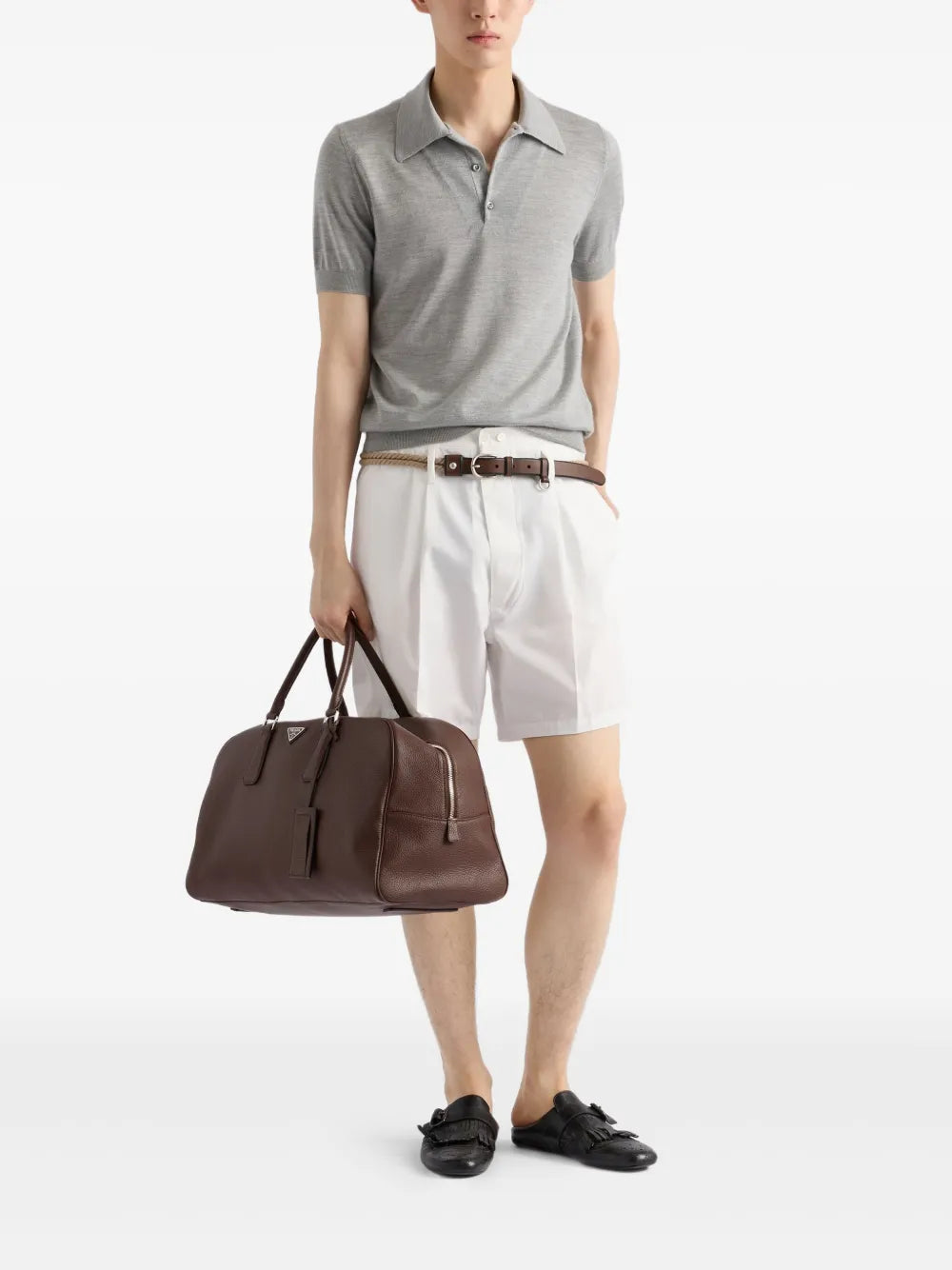 Image of the Prada Men's Cashmere and Silk Polo - Autumn-Winter 2025 - Back View